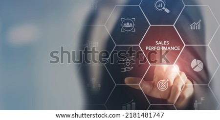 Sales performance management and report concept.  Drive sales performance to optimize sales team's capabilities and optimize the window opportunity for the sale. Improve sales efficiency, agile CRM. Royalty-Free Stock Photo #2181481747