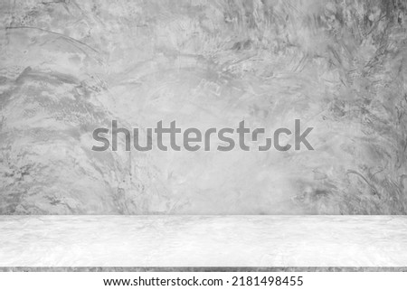 Backdrop empty gray light bright  smooth cement wall room background.blank table studio interiors floor concrete photography.desktop mock up workshop products.blur white food indoor kitchen bar place.