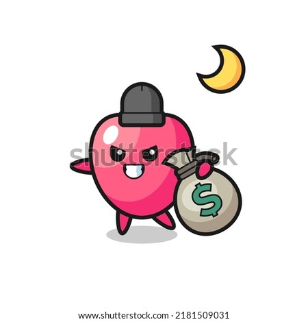 Illustration of heart symbol cartoon is stolen the money , cute style design for t shirt, sticker, logo element