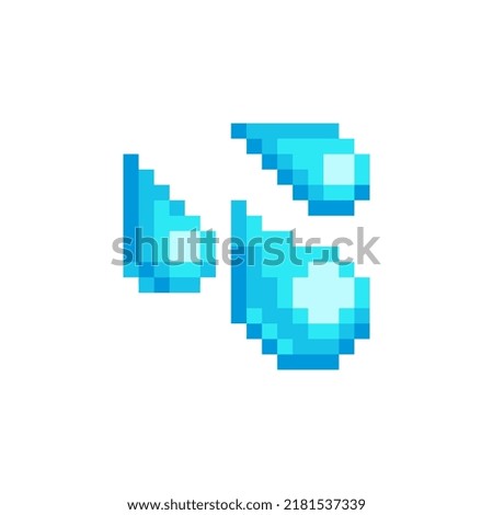 Sweat droplets. Pixel art style icon element design for  logo, app, web, sticker. Drop isolated abstract vector illustration. Video game sprite. 