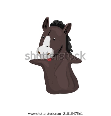 horse hand puppet cartoon. horse hand puppet sign. isolated symbol vector illustration