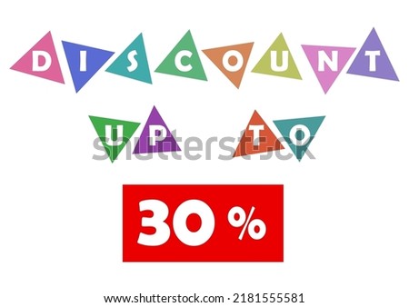 Sale icon up to certain percent off with triangle shape. Marketing with discount offer.