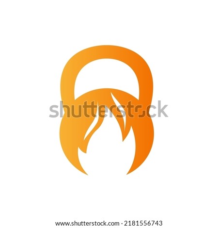 Fire and kettlebell business icon on white background. Vector illustration