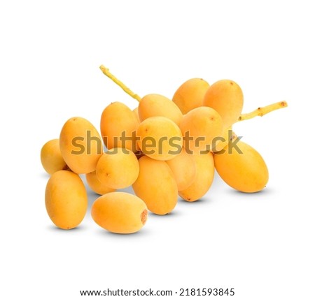 Yellow raw date palm isolated on white background Royalty-Free Stock Photo #2181593845