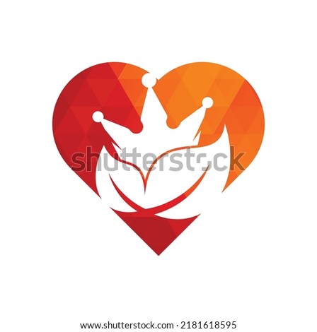 Leaf crown heart shape concept vector logo design. Green leaf crown therapy company logo design template.	
