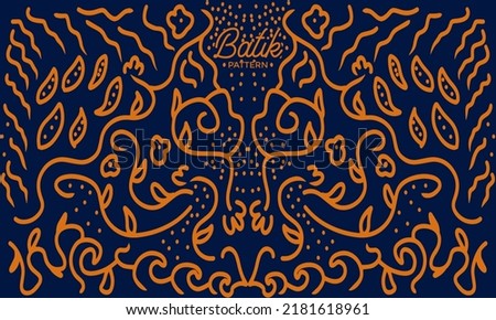 Abstract Batik Pattern Vector Isolated Dark Blue Background