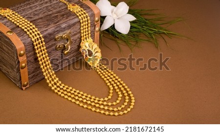 Gold necklace jewelry luxury necklace ,Indian Traditional Jewellery Necklace Royalty-Free Stock Photo #2181672145