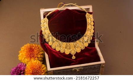 Gold necklace jewelry luxury necklace ,Indian Traditional Jewellery Necklace Royalty-Free Stock Photo #2181672257