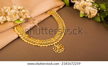 Gold necklace jewelry luxury necklace ,Indian Traditional Jewellery Necklace Royalty-Free Stock Photo #2181672259