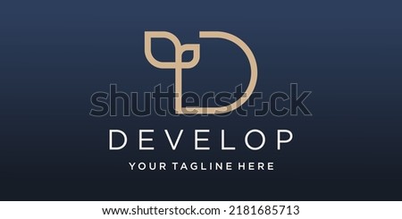 Initial Letter D and leaf Logo design vector.