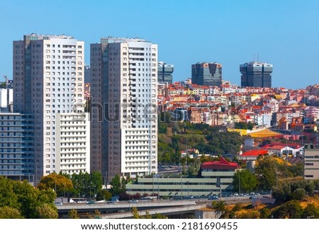 Modern residential district in Lisbon Portugal . Campolide district located in central Lisbon Royalty-Free Stock Photo #2181690455
