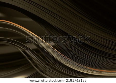 Abstract dark brown and gold line glitter wave strip line paper horizontal background. Royalty-Free Stock Photo #2181762153