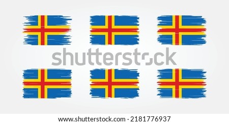 Aland Islands Flag Brush Collection. National Flag