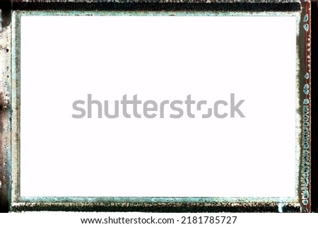 Vintage photo film frame of a middle format camera with white background