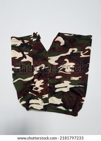 Children's army cloth shorts on a white background