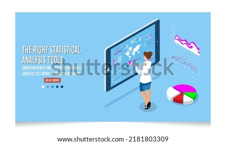 3D isometric statistical analysis tool concept for business analysis, business strategy and planning, research, strategy statistic, statistical or financial analytics. Vector illustration eps10