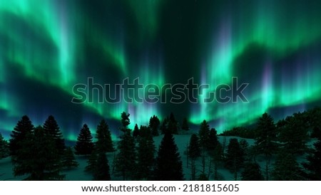 Colorful Aurora borealis northern lights.