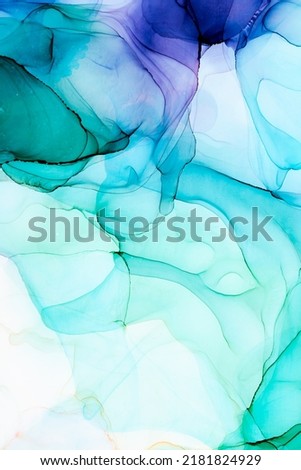 Marble ink abstract art from exquisite original painting for abstract background . Painting was painted on high quality paper texture to create smooth marble background pattern of ombre alcohol ink . Royalty-Free Stock Photo #2181824929