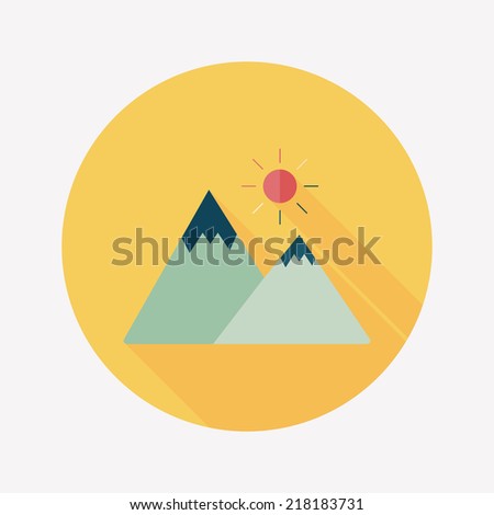 Mountain tourist flat icon with long shadow