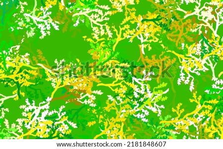 Light Green, Yellow vector doodle pattern with leaves, branches. Colorful illustration in doodle style with leaves, branches. New template for your design.