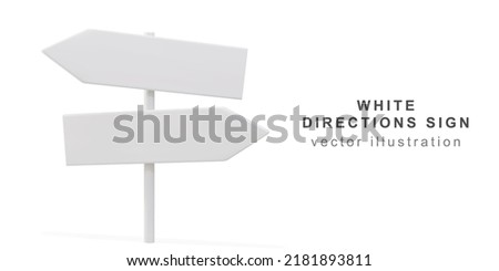 3d white directions sign on white background. Vector illustration.
