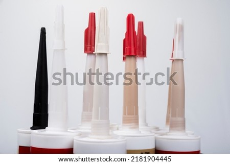 Color sanitary  silicone on a white background Royalty-Free Stock Photo #2181904445