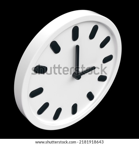 Circle clock icon black background. 3d rendering