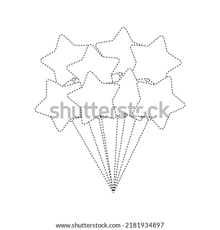 Star balloon tracing worksheet for kids