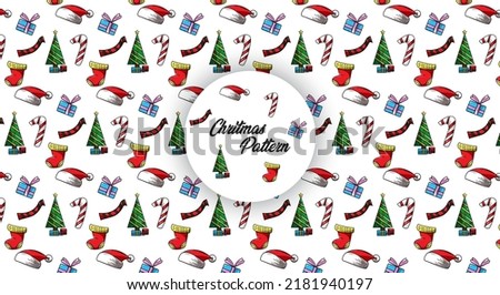 Seamless pattern with cute Christmas character.
