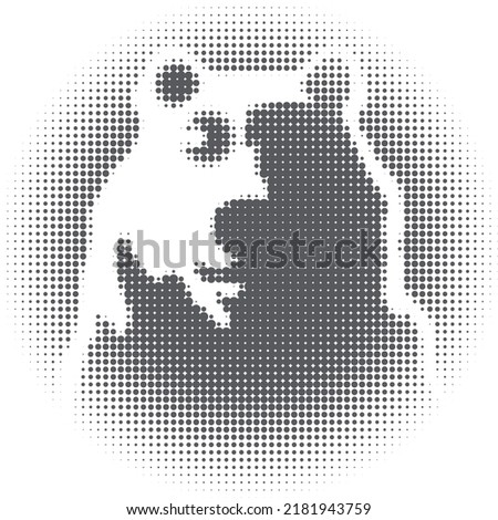 Bear halftone vector illustration black dots animal design isolated on white