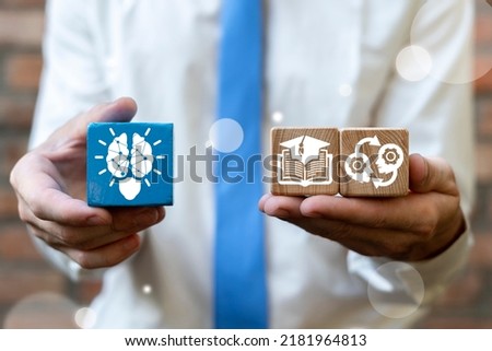Concept of modern education, smart idea, knowledge, skills, experience, graduation. Sharing knowledge. Royalty-Free Stock Photo #2181964813