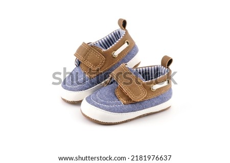 Baby shoes isolated on white background, baby clothing concept