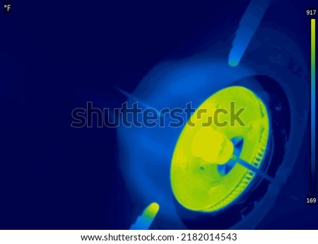 Thermal Image of Blue and green Flames portrait close up