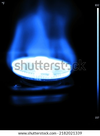 Thermal Image of Blue and white flame portrait close up