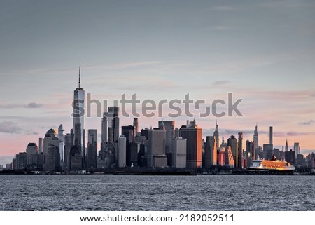 foggy morning panorama view of the New York City Manhattan