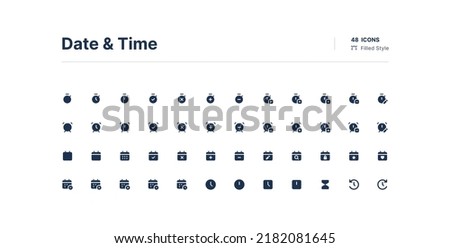 Date and Time UI Icons Pack Filled Style Royalty-Free Stock Photo #2182081645