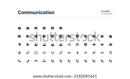 Communication UI Icons Pack Filled Style Royalty-Free Stock Photo #2182081661