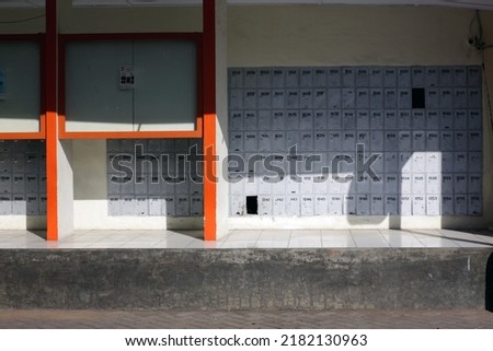 public mail locker in front of a post office in Makassar city                      