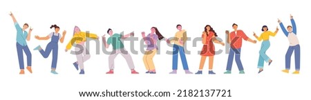 People in casual style are dancing. A tall and small head character. flat design style vector illustration.