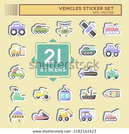 Sticker Set Vehicles. suitable for Education symbol. simple design editable. design template vector. simple illustration