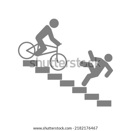Person on stairs fall down and person on bicycle drive down icon