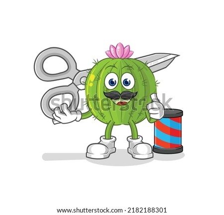 the cactus barber cartoon. cartoon mascot vector