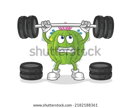 the cactus lifting the barbell character. cartoon mascot vector