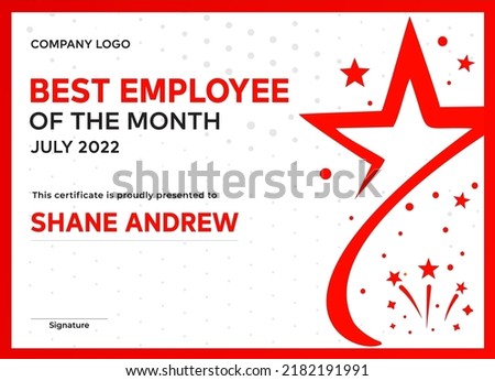Best Employee certificate, Employee of the month award certificate, Employee of the month certificate, and celebration Royalty-Free Stock Photo #2182191991