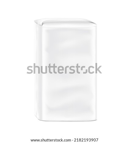 Tall stand bag with handle mockup. Vector illustration isolated on white background. Perfect for presentation diapers, nappies, tissue, wipes, food, household, etc. EPS10.	 Royalty-Free Stock Photo #2182193907