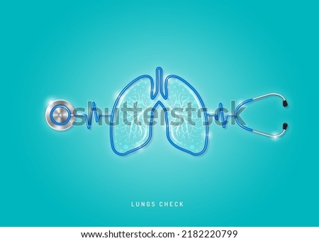 Healthcare and medical concept stethoscope shape lungs and checkup all organs. wishing you stay in good health. vector illustration Royalty-Free Stock Photo #2182220799