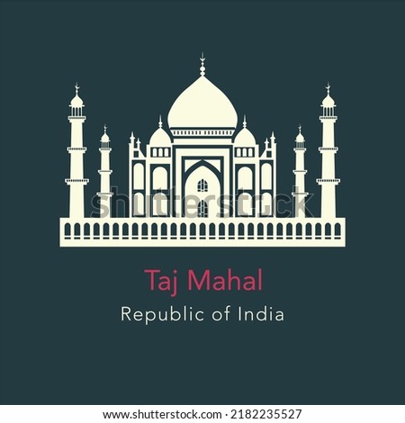 Vector illustration Taj Mahal on green background Royalty-Free Stock Photo #2182235527
