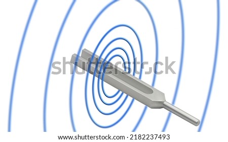 tuning fork with sound wave 3d Royalty-Free Stock Photo #2182237493