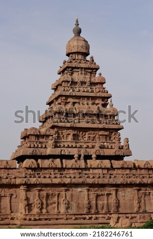 Shore temple is one of important structure in Mamallapuram. It was constructed by Pallava dynasty during 7th century Royalty-Free Stock Photo #2182246761