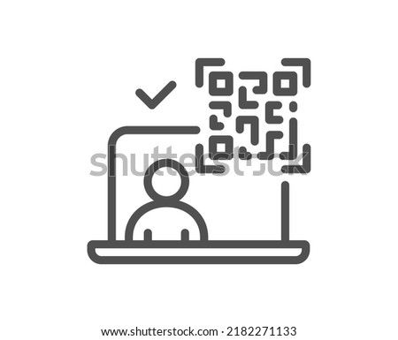 Qr code line icon. Scan barcode sign. Online identification symbol. Quality design element. Linear style qr code icon. Editable stroke. Vector